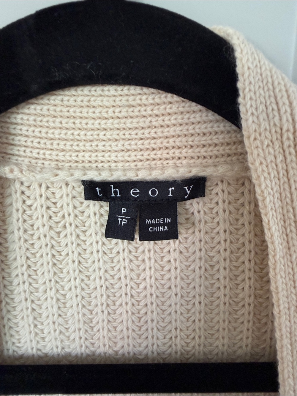 Theory Cream Open-Front Ribbed Cardigan - Picture 2 of 6